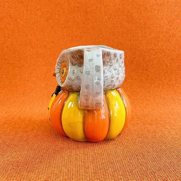 Joanna Parker Owl~Pumpkin Halloween Ceramic Creamer/Milk Jug ~ Displayed Only - Picture 6 of 10